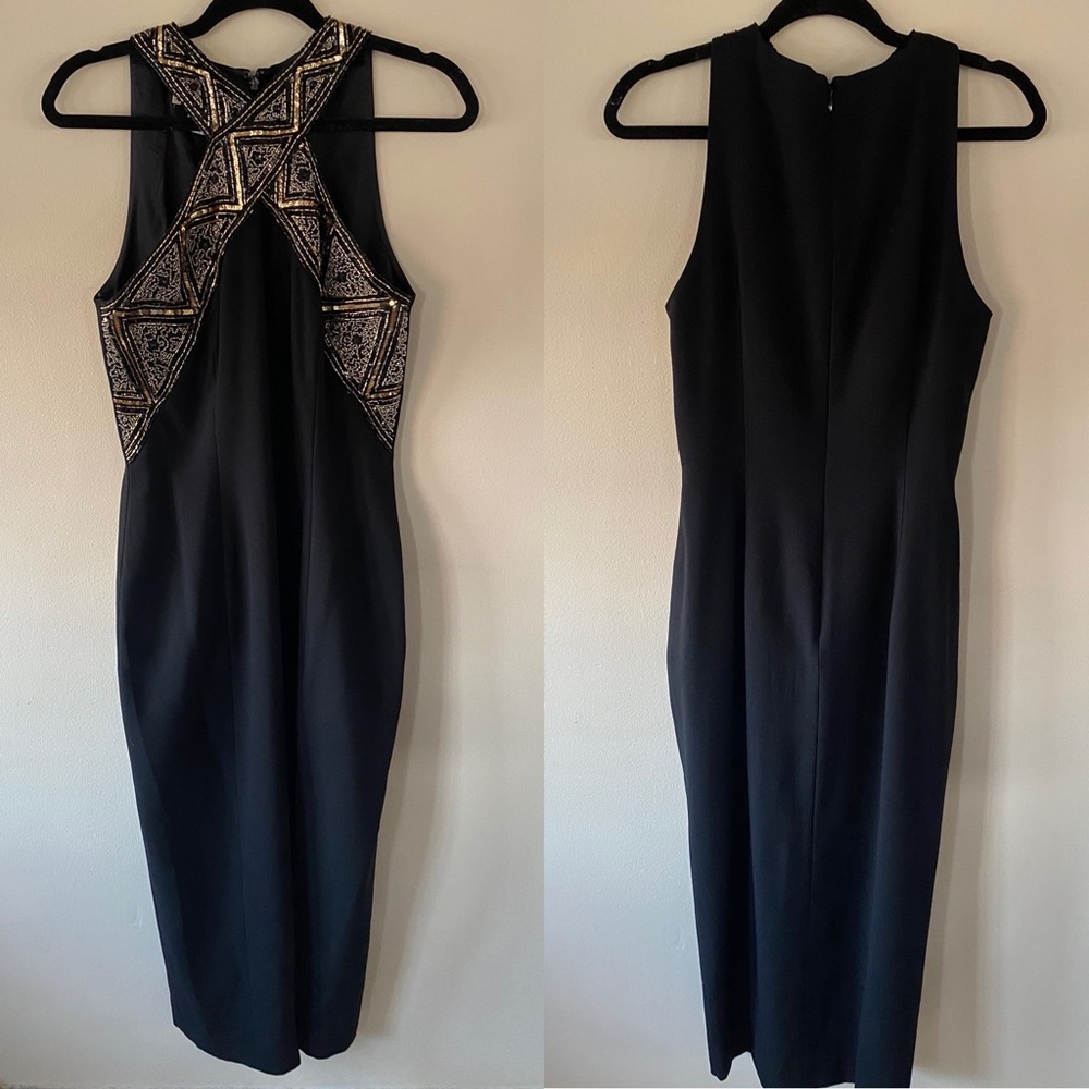 Cache Formal Dress with Beaded Neckline